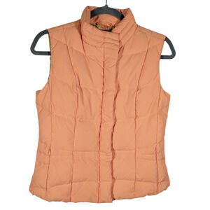Lilly Pulitzer Peach Down Puffer Vest XS Tropical Print Lining Stylish Quilted